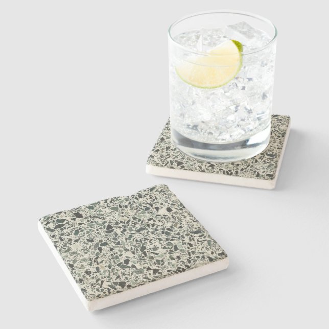 Porta-copo De Pedra Modern Green Terrazzo (Lateral)
