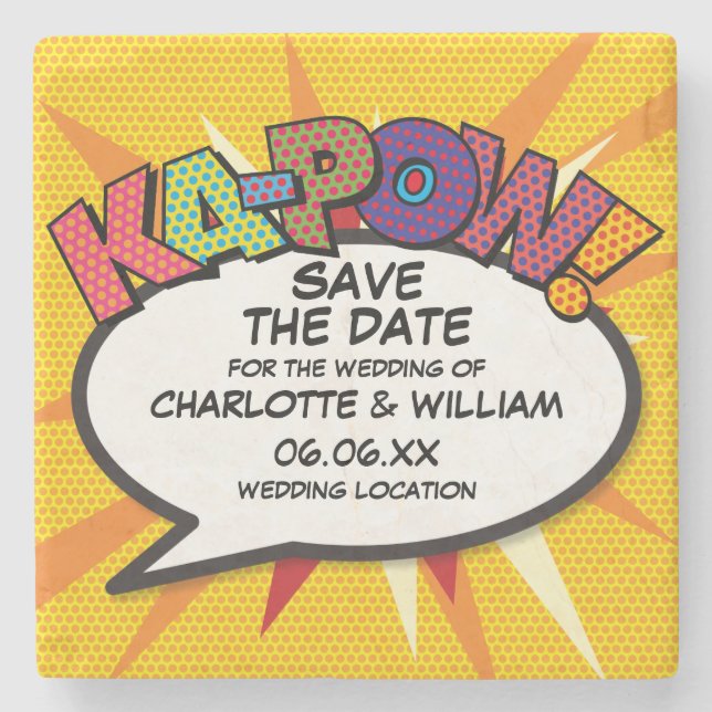 Porta-copo De Pedra Moderno Diversão Salve a Data (Frente)