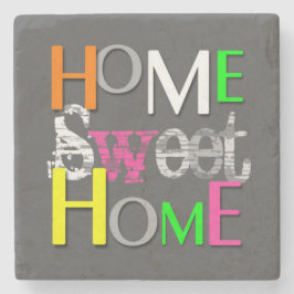 Porta-copo De Pedra Moderno Trendy Colorful Home Sweet Home