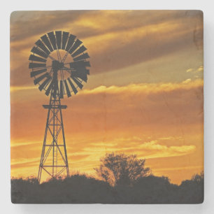 Porta-copo De Pedra Moinho de vento e pôr do sol, William Creek, Oodna