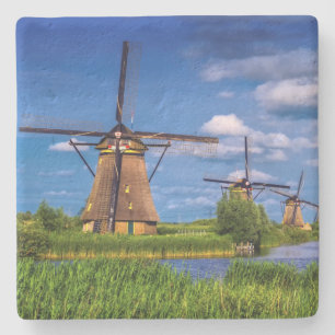 Porta-copo De Pedra Moinhos de vento em Kinderdijk, Holland, Países