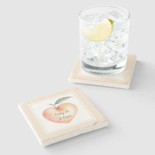 Porta-copo De Pedra Moldura de Fruta Pêssego Coração