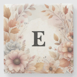 Porta-copo De Pedra Moldura Floral de Folhas de Outono em Aquarela Pas