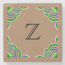 Porta-copo De Pedra Moldura MultiColor e Tom do Monograma de Porta cop