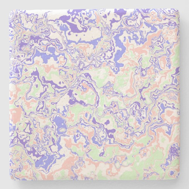 Porta-copo De Pedra Mole Pastel Funky Boho Retro Abstrato Marble (Frente)