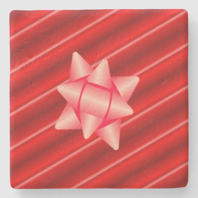 Porta-copo De Pedra Molho Vermelho Natal com Arco (Frente)