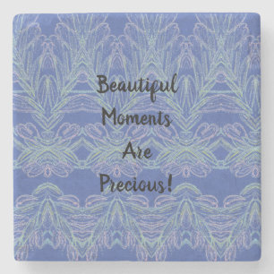 Porta-copo De Pedra Momentos Belos e Moles de Azul  