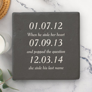 Porta-copo De Pedra Momentos Românticos Datas Personalizadas Casamento