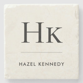 Porta-copo De Pedra Monogram Simple Elegant Minimal Ivory Monogrammed