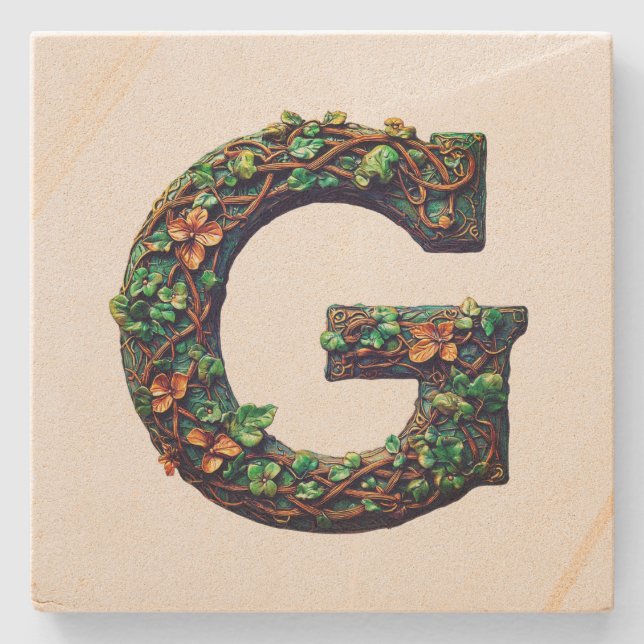 Porta-copo De Pedra Monograma (Frente)