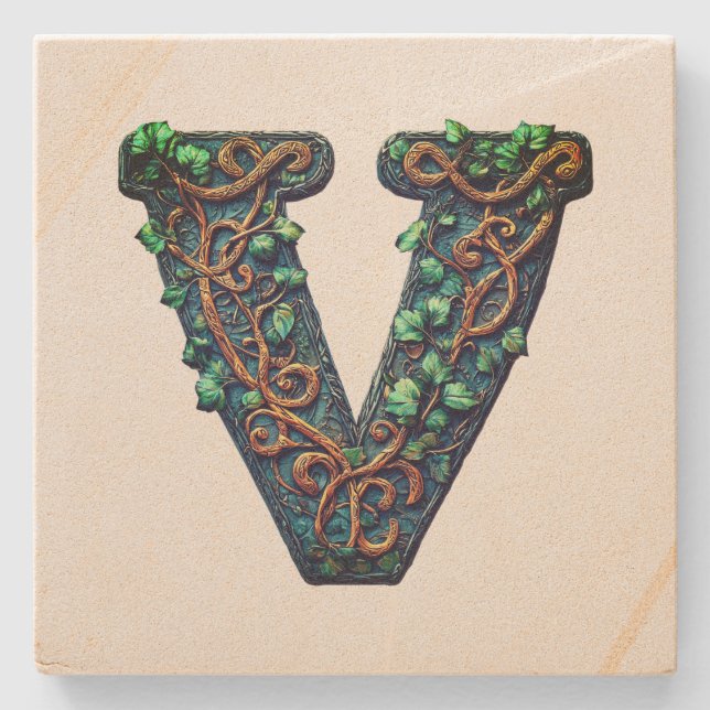 Porta-copo De Pedra Monograma (Frente)