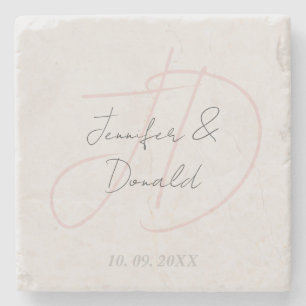 Porta-copo De Pedra Monograma clássico de tendências da caligrafia