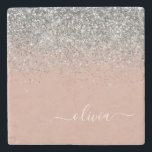 Porta-copo De Pedra Monograma da rosa Dourada Laser Linear de Prata Ro<br><div class="desc">Rosa Dourado - Azulejo de Pedra de Nome do Script Monograma do Script Glitter Glitter e Cor-de-rosa-Blush. Isso faz a formatura perfeita, doce aniversário de 16 anos, casamento, chá de panela, aniversário, chá de fraldas ou presente de festa de solteira para alguém que ama luxo de vidro e estilos quicos....</div>