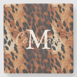 Porta-copo De Pedra Monograma de Cowhide Brown