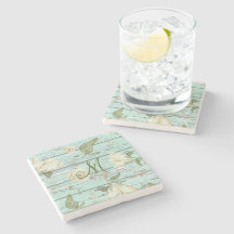 Monograma de Madeira Verde Vencido com Magnolias