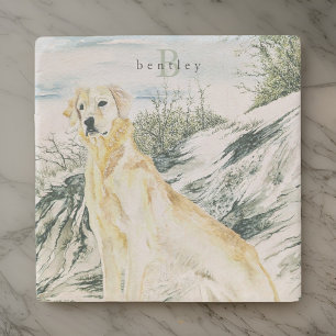 Porta-copo De Pedra Monograma de Ouro de Aquarelas Ortopoladas