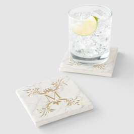 Porta-copo De Pedra Monograma de Ouro Personalizado