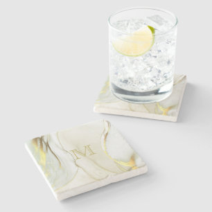 Porta-copo De Pedra Monograma de padrão de Abstrato de tinta Dourada e