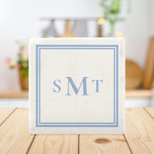 Monograma de Três Letras Azul e Branco