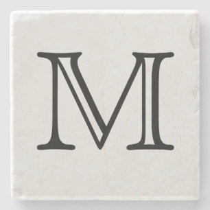 Porta-copo De Pedra Monograma do quadrado preto personalizado