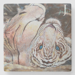 Porta-copo De Pedra Monograma do Tigre Branco na moda