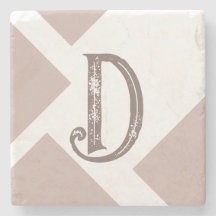 Monograma geométrico neutro em castanho personaliz