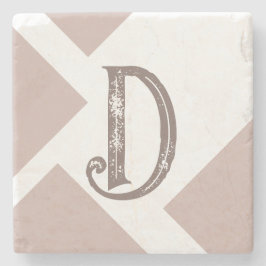 Porta-copo De Pedra Monograma geométrico neutro em castanho personaliz
