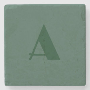 Porta-copo De Pedra Monograma inicial - Letra verde simples