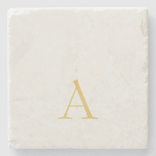 Porta-copo De Pedra Monograma Inicial Profissional Cor Dourado e Paste