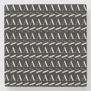 Porta-copo De Pedra Monograma - Letra Inicial A, Escolher Cor de Fundo