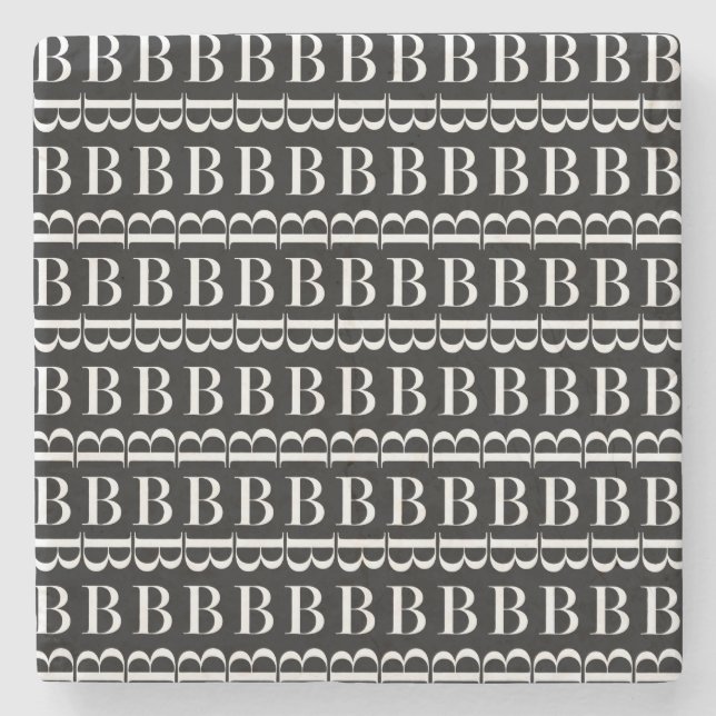 Porta-copo De Pedra Monograma - Letra inicial B (Frente)