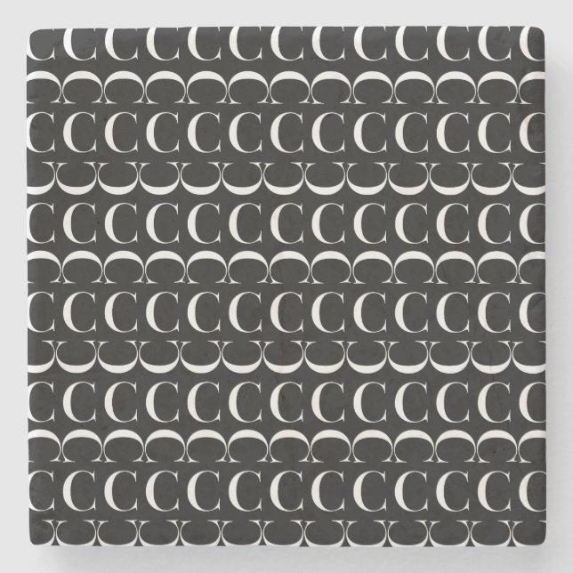 Porta-copo De Pedra Monograma - Letra inicial C (Frente)