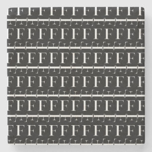 Porta-copo De Pedra Monograma - Letra inicial F