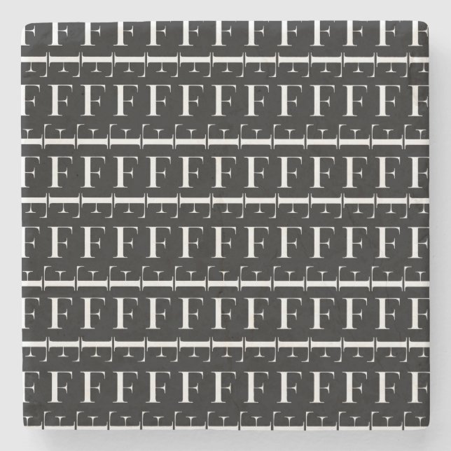 Porta-copo De Pedra Monograma - Letra inicial F (Frente)