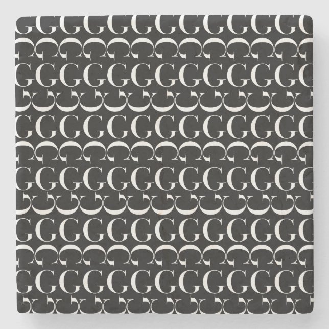 Porta-copo De Pedra Monograma - Letra inicial G (Frente)