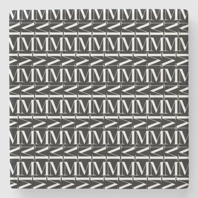 Porta-copo De Pedra Monograma - Letra Inicial M (Frente)