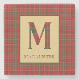 Porta-copo De Pedra Monograma M em Tartan MacAlister