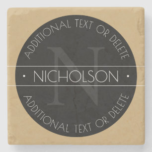 Porta-copo De Pedra Monograma moderno editável elegante preto Dourado