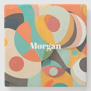 Porta-copo De Pedra Monograma ou Nome de Arte Moderna do meio século,