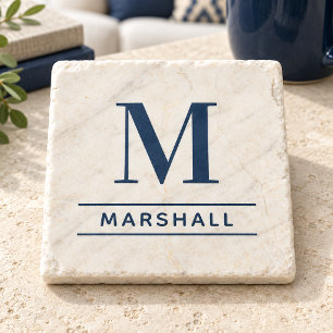 Porta-copo De Pedra Monograma Personalizado da Família do Marinho Clás