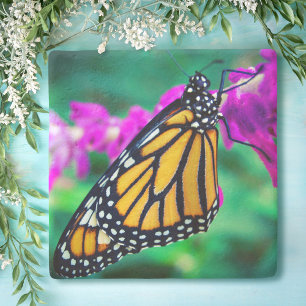 Porta-copo De Pedra Monograma personalizado de foto de borboleta de mo