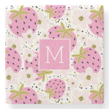 Monograma Personalizado de Morangos Rosa