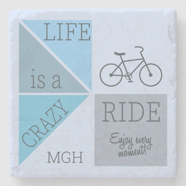 Porta-copo De Pedra Monograma personalizado é uma corrida louca (Frente)