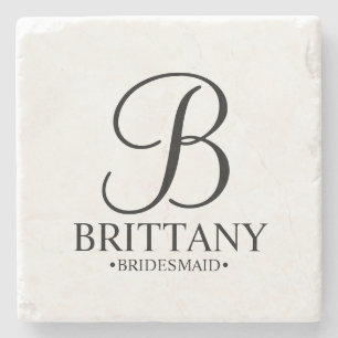 Porta-copo De Pedra Monograma Personalizado Moderno e Nome Bridesmaid