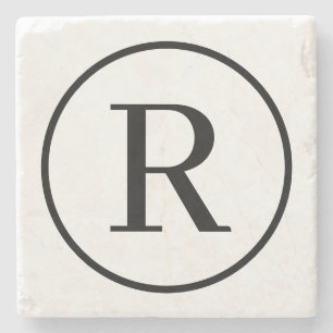 Porta-copo De Pedra Monograma RF Classic Serif