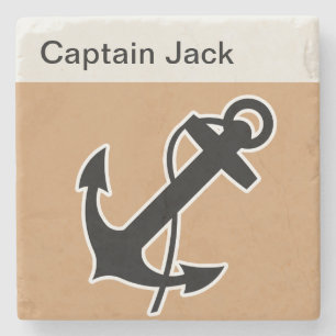 Porta-copo De Pedra Monogramas de costeletas náuticas