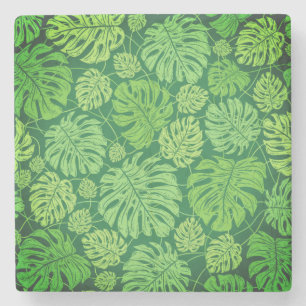 Porta-copo De Pedra Monstera deixa padrão floral 