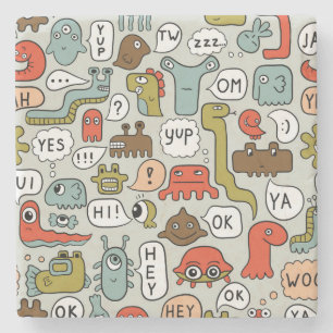 Porta-copo De Pedra Monstros de Cartoons Bonitos: Fundo Ininterrupto