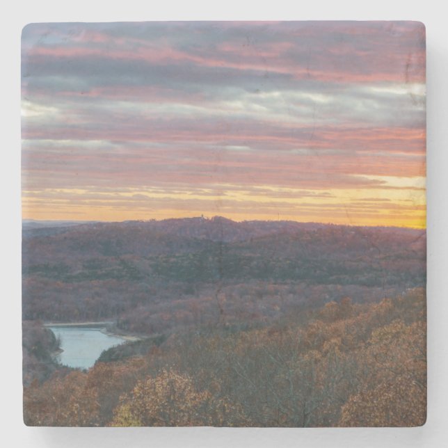 Porta-copo De Pedra Montanhas Ozark Outono Sunset (Frente)