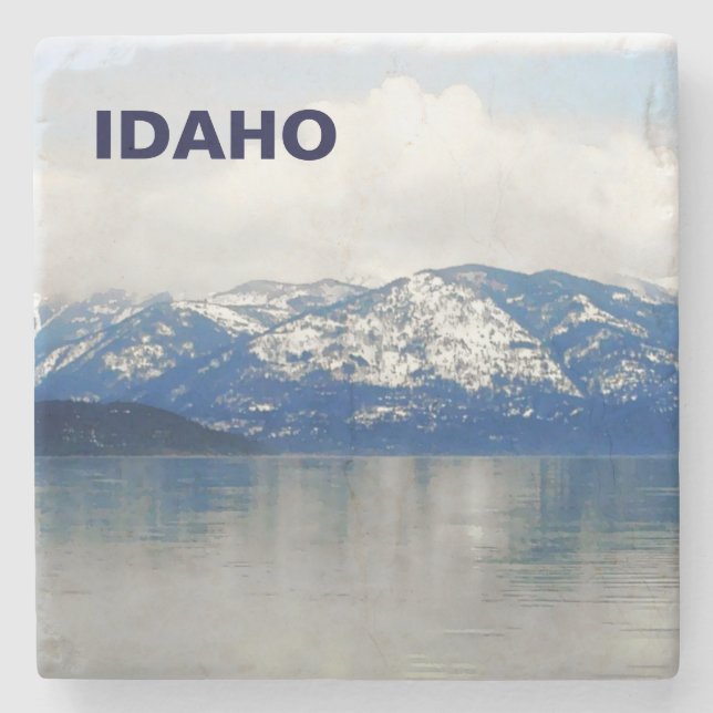 Porta-copo De Pedra Montanhas Pelo Lago (Frente)